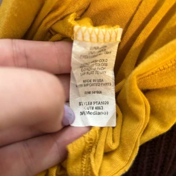 Cropped cold shoulder long sleeve mustard yellow ruffle top - Picture 2 of 3